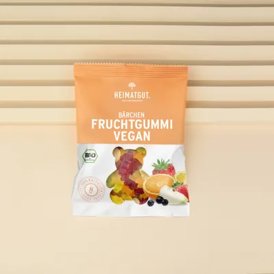 Produktbild von HEIMATGUT – Fruchtgummi Bärchen, vegan und ohne Gelatine – 1 x 100g