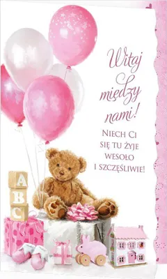 Immagine prodotto di Biglietto di auguri di compleanno con orsetto rosa