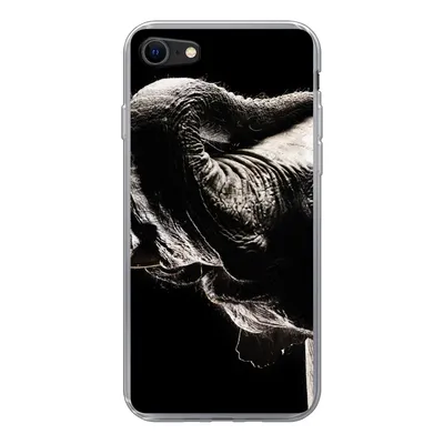 Produktbild von MuchoWow® Handyhülle Schutzhülle Hülle für iPhone SE 2020 Elefant - Schwarz - Tiere - Porträt Silikon Softcase Handy Hülle - Kartenbesitzer