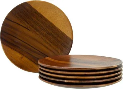 Produktbild von Holzbordenset für 6 Personen - 26 cm - Acaciaholz - 6-teilig - Match & Mix