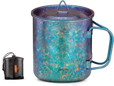 Produktbild von Famanu Titan-Tasse 450 ml - Ultraleicht und tragbar für Outdoor-Aktivitäten