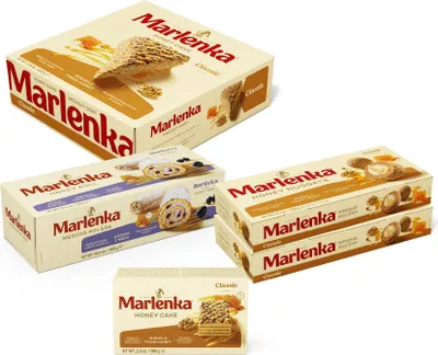 Image de MARLENKA® Grand produit mix miel | Gâteau au miel avec noix (800 g), 2 x boules au miel (2 x 235 g), rouleau de gâteau au miel aux myrtilles (300 g) et tartelette au miel aux noix (100 g)