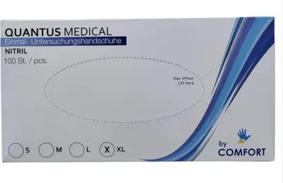 Produktbild von Nitrilhandschuhe blau Quantus Medical 100 Stück | XL – robust, puderfrei, ideal für Medizin & Haushalt