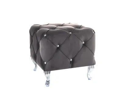 Produktbild von Hocker BERTIN Glamour grau Bluvel mit Strasssteinen, Breite 50 cm, Höhe 46 cm, Tiefe 50 cm