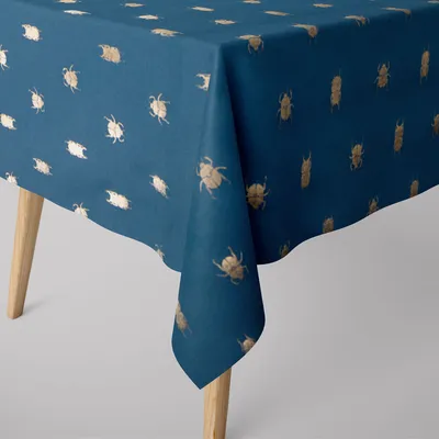 Produktbild von SCHÖNER LEBEN. Tischdecke Käfer blau gold metallic div. Größen Größe 100x100cm