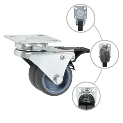 Produktbild von vidaXL Lenkrollen mit Zwillingsrad und Doppelbremsen 4 Stk. 50 mm