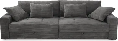 Produktbild von Big-Sofa 284 cm breit Wellenunterfederung Lounge-Couch Stauraum Cord Dunkelgrau / 15261