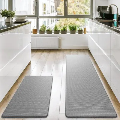 Productafbeelding van Famanu keukentapijt en antivermoeidheidsmat - 2 stuks, waterdicht, grijs