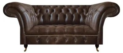 Produktbild von Brauner Chesterfield Leder Zweisitzer Moderne Wohnzimmer Designer Möbel