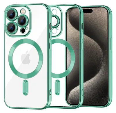 Produktbild von Techsuit Luxury Crystal Back Cover Hülle mit MagSafe für Apple iPhone 15 Pro Max - Hellgrün