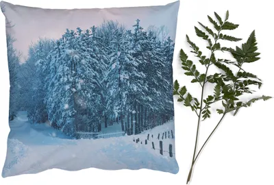 Produktbild von MuchoWow® Zierkissen Sofakissen Wohnzimmer Dekokissen 45x45 cm Wald - Schnee - Winter - Schlafpolster - Polster für das Sofa