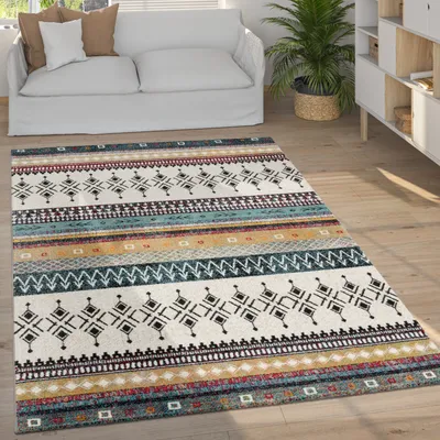 Immagine prodotto di Tappeto soggiorno camera da letto a pelo corto vintage scandinavo motivo geometrico dimensioni 120x170 cm