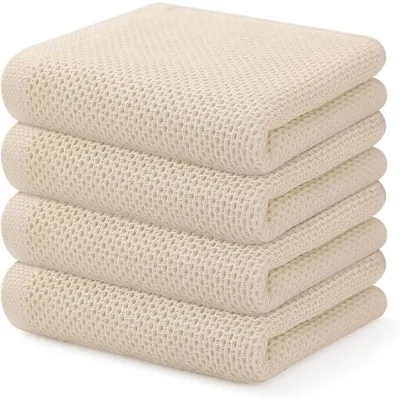 Productafbeelding van Keukenhanddoeken, katoen, set van 4, beige, 33x74 cm