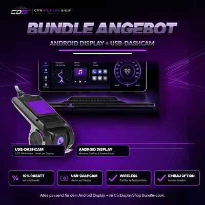 Produktbild von 12,3" Android 14 Display NTG 4.0 CLS W218 Snapdragon 680 8+256 CarPlay & Android Auto + USB Dashcam & Einbau Bundle