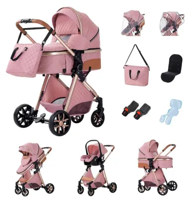 Obrázek produktu pro Kočárek, cestovní systém 3 v 1, lehký a skládací, LV9 PINK