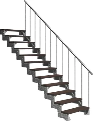 Produktbild von Dolle Außentreppe Gardentop 234-286cm Geschosshöhe mit Trimax dunkelbraun 80cm breit mit Geländer
