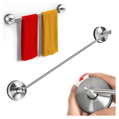 Produktbild von Handtuchstange mit Saugnapf Edelstahl 55 cm - Wandmontage Gebürstet