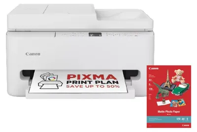 Image de Canon PIXMA TS7550I - Imprimante multifonction sans fil avec chargeur automatique de documents, bac à papier et panneau frontal | Impression sans fil facile depuis votre smartphone - Inclut du papier photo A4 MP-101, 5 feuilles