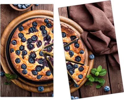 Produktbild von Spritzschutz Herdabdeckplatte Schneidebrett aus Glas Heidelbeerkuchen 2-Teilig (60x52cm)