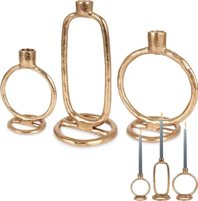 Produktbild von Home Styling Collection | Kerzenständer Gold - 3er Set - Stabkerzenhalter Loft