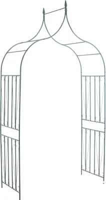 Produktbild von Grüner pulverbeschichteter Metall-Rosenbogen, 141 cm breit, 266 cm hoch, 60 cm tief