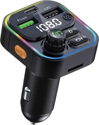 Obrázek produktu pro Multifunkční Bluetooth FM vysílač Auto MP3 přehrávač Rychlonabíječka QC3.0 PD20W, USB adaptér, handsfree, 12-24 V