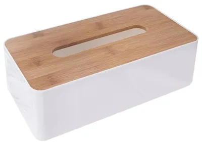 Image de Boîte pour lingettes humides - Récipient de rangement - Plastique - Design bambou