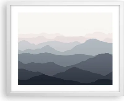 Produktbild von Gerahmtes Poster - Weißer Rahmen - Berge Grafiken Buntstift - 50x40 cm - Wand Bild - Wanddeko - Wandbilder - Kunstposter - Wandposter - Bilderrahmen - Bilder - Kunstdruck - P2WAA50x40-4389