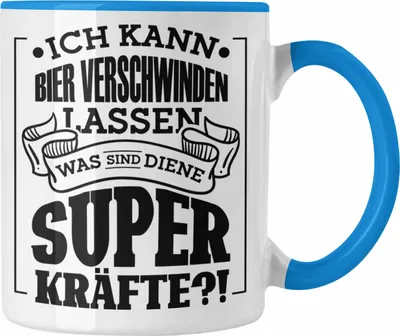 Produktbild von Trendation - Bier Tasse - "Ich kann Bier verschwinden lassen" Geschenk für Bierliebhaber (Blau)