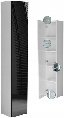 Zdjęcie produktu dla słupek łazienkowy 160cm wiszący do łazienki biały mat czarny połysk 160x30