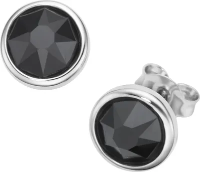 Produktbild von Ohrstecker Giorgio Martello Milano mit schwarzen Zirkonia, Silber 925 Schwarz 1 cm