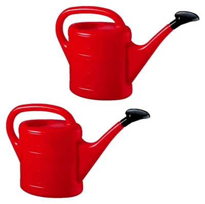 Produktbild von 2er Set Gießkannen 5 Liter Rot aus Kunststoff mit Brause