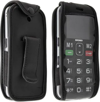 Immagine prodotto di caseroxx custodia in pelle con clip da cintura compatibile con Brondi Amico Semplice + in vera pelle, custodia con clip da cintura e finestra di visualizzazione