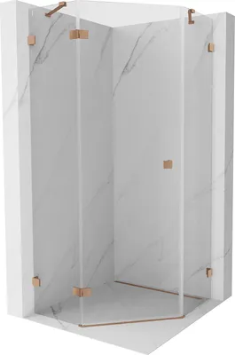 Immagine prodotto di Mexen Lunar cabina doccia pentagonale battente sinistra 90 x 90 cm, trasparente, rame spazzolato - 831-090L-090P-65-00-L