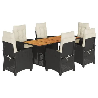 Produktbild von 7-tlg. Garten-Essgruppe mit Kissen Schwarz Poly Rattan