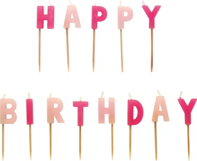 Produktbild von Happy Birthday Kerzen Set Pink Für Torten