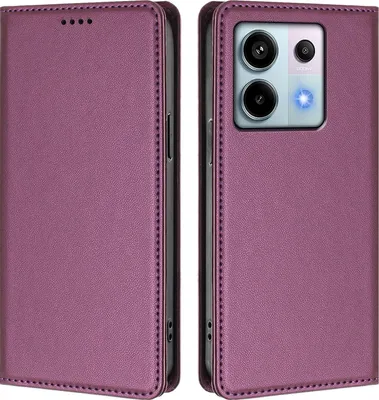 Obrázek produktu pro Kožené pouzdro pro Xiaomi Redmi Note 13 Pro 5G, magnetické flipové pouzdro zPolyuretankůže se stojánkem Fialová