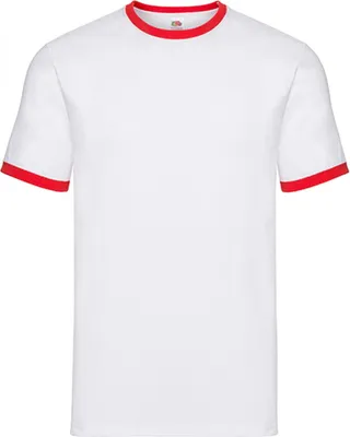 Produktbild von Fruit of the Loom 61-168-0 | Ringer Herren T-Shirt - Farbe: White/Red - Größe: XXL