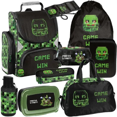 Produktbild von Mega Schulset XXL – PIXELS | 9-teiliges Schulranzen-Set Für Jungen & Mädchen Klasse 1–4