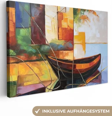 Obrázok produktu pre OneMillionCanvasses® - Obrazy na plátne - 150x100 cm, Abstraktné - Umenie - Loď - Farby, Nástenné umenie Print Wall Decor - Fotografia na plátne - Obraz na drevenom ráme