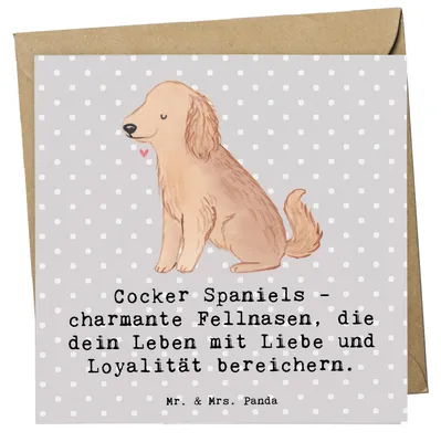 Produktbild von Mr. & Mrs. Panda Grußkarte Cocker Spaniel Liebe - Grau Pastell - Geschenk, charmante Fellnasen, bedingungslose Zuneigung, Hundeliebhaber, doppelkarte, Hund, treue Hunde