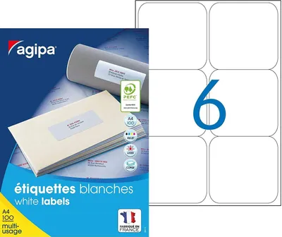 Produktbild von Etikety univerzálne 99,1x93,1mm Agipa A4 100 hárkov