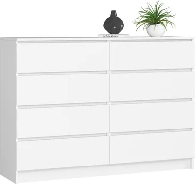 Zdjęcie produktu dla BDW, komoda z 8 szufladami, 138x40x99 cm, K140, biały
