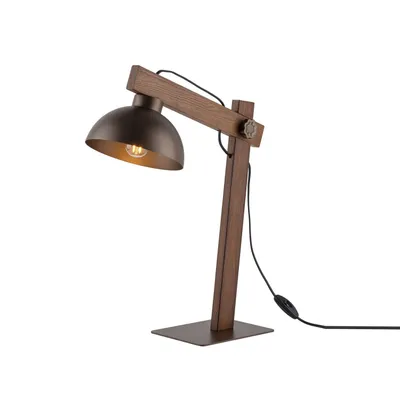 Immagine prodotto di Lampada da tavolo in metallo E27 alta 52 cm in noce marrone Lampada da tavolo