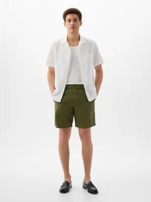 Produktbild von GAP Einfarbige Grüne Leinen-Baumwoll-Mix Shorts, Größe 31, Innennahtlänge 20 cm