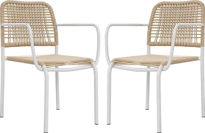Produktbild von Set aus 2 stapelbaren Gartenstühlen aus geflochtenem Kunststoff - Beige - NIOU von MYLIA