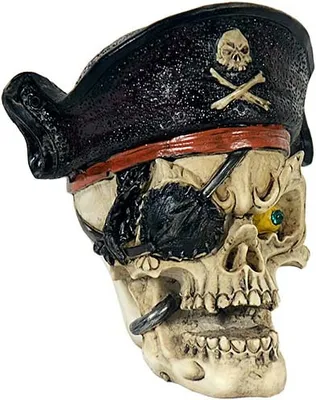 Produktbild von Totenkopf mit Piratenmütze - Priat, Halloween, Deko, Figur