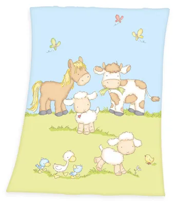 Immagine prodotto di Coperta in microfibra per mandria 75x100 Mucca del contadino 7520 Cavallo Pecora Gallina Coperta per bambini
