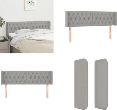 Produktbild von vidaXL Kopfteil mit Ohren Hellgrau 147x16x78/88 cm Stoff - Kopfteil - Kopfteile - Bett-Kopfteil - Bettkopfteil