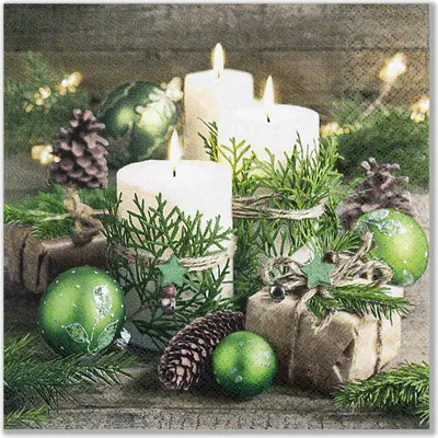 Produktbild von 20 Servietten Snuggery - Kerzen und Weihnachtsdekoration 33x33cm